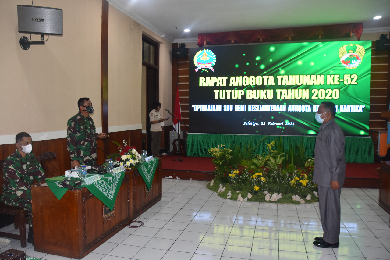Korem 073/MKT Laksanakan Rapat Anggota Tahunan Tahun 2020 Primkop Kartika C.01 Makutarama